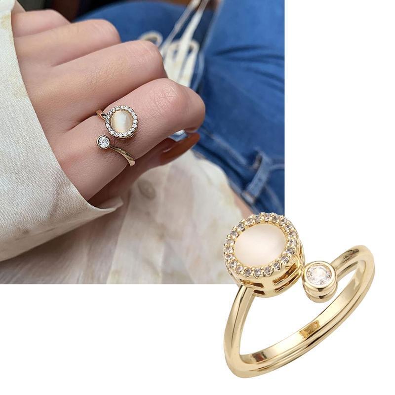 Anxiety Ring with Cat's Eye Moonstone Fidget Ring to Relieve Anxiety Jewelry