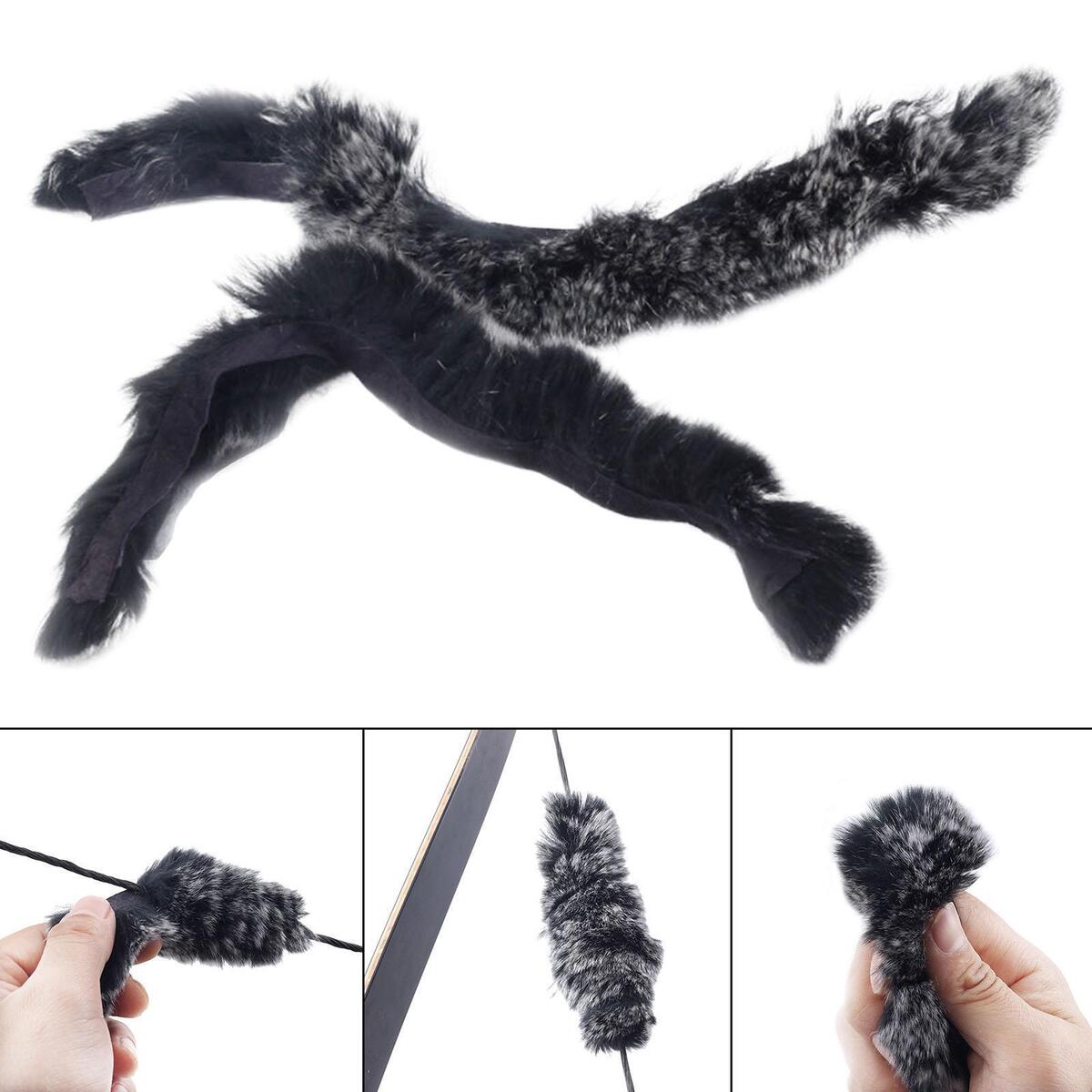 2 Pcs Archery Bow String Silencer Simulation Rabbit Fur Durable for Shooting