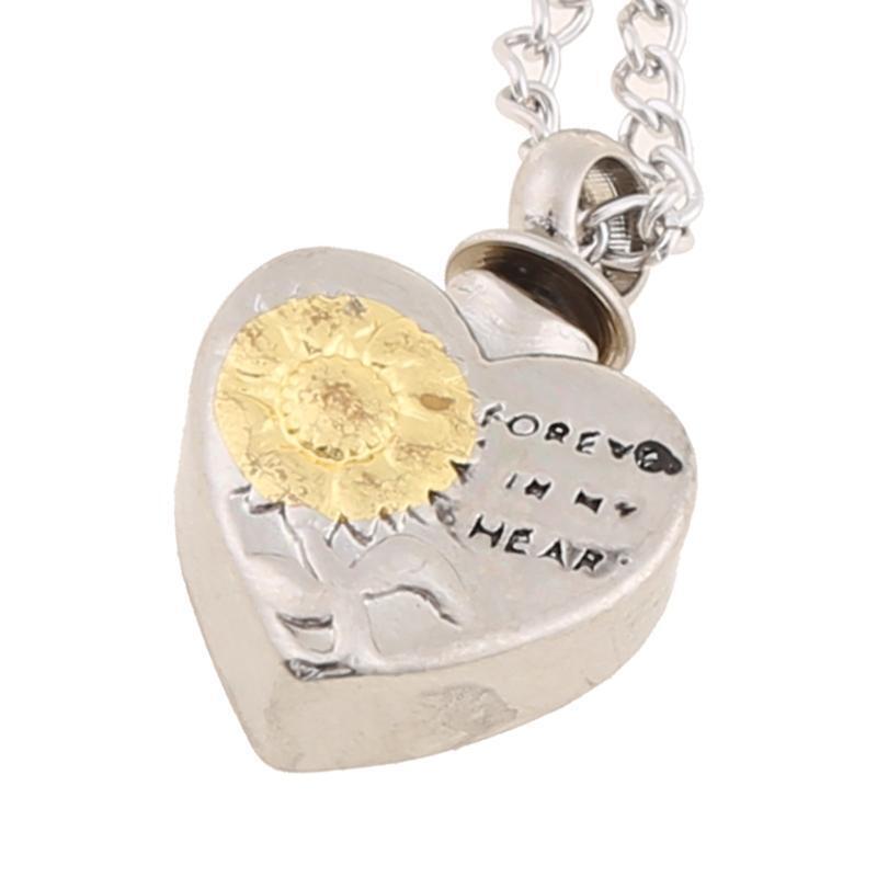 Nice Jewelry Decor Sunflower Heart Shape Pendant Necklace Cremation Urn Necklace