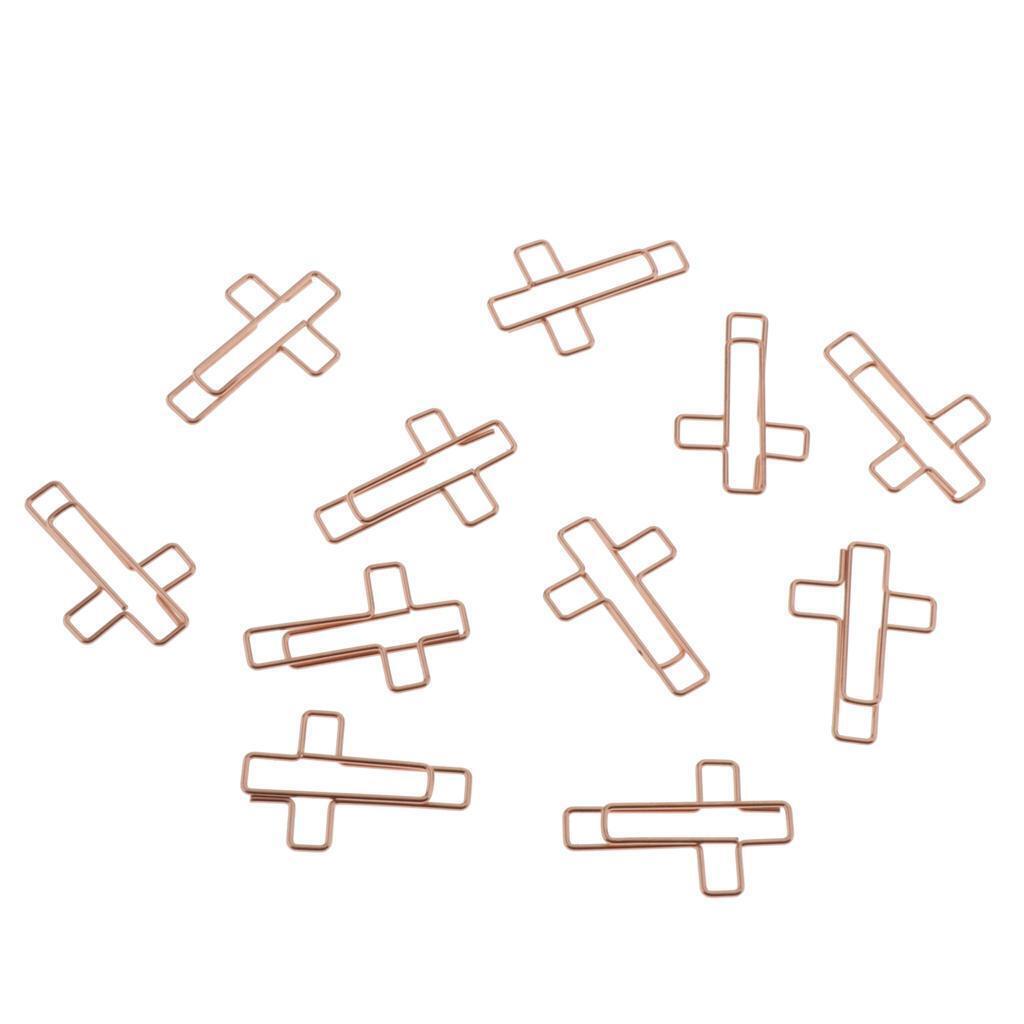 10 Pieces Cross-shaped Metal Office Paper Clips Ticket Clamps Bookmarks