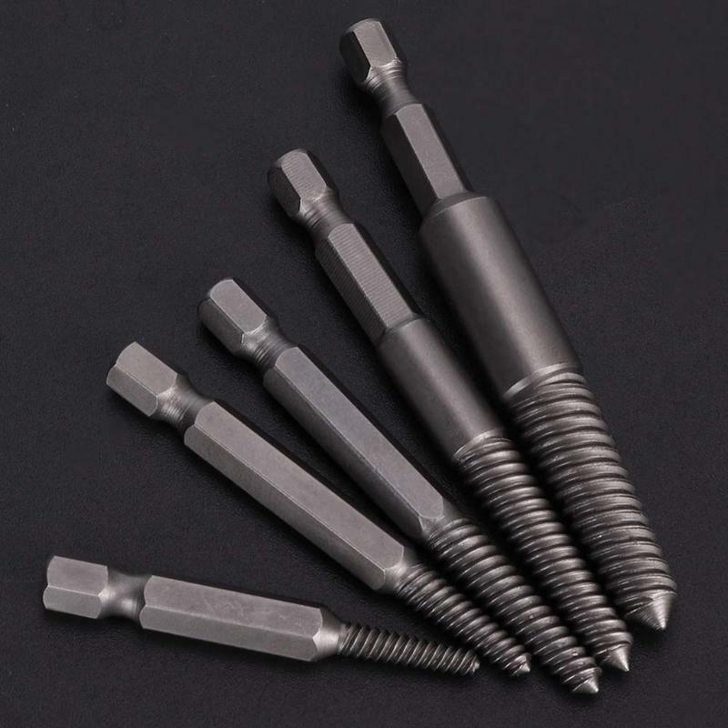 Broken Screw Remover Set Hex Shank Fine Teeth Damaged Bolts Removal Tool 5 Pcs