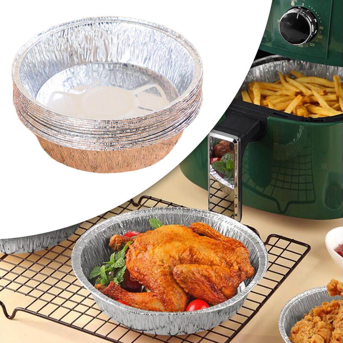 150Pieces Disposable Air Fryer Food Liner Pan Unperforated for Frying Oven