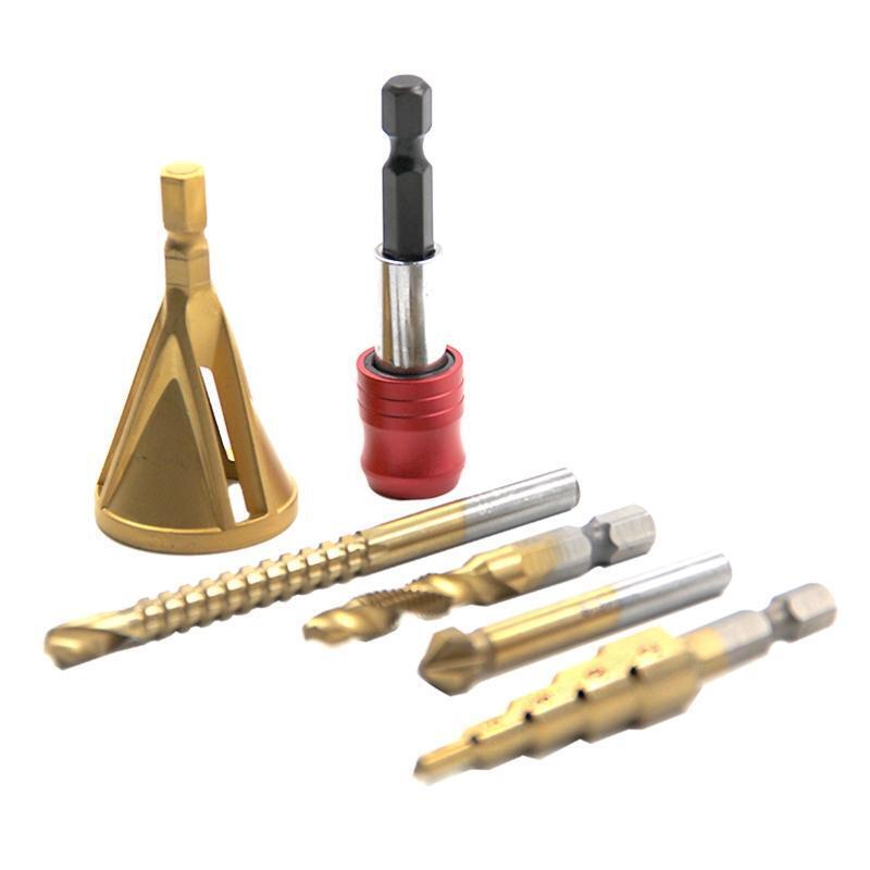 6 Pcs/set Deburring External Chamfering Tool Chamfer Drilling Bit Step Drill Bit