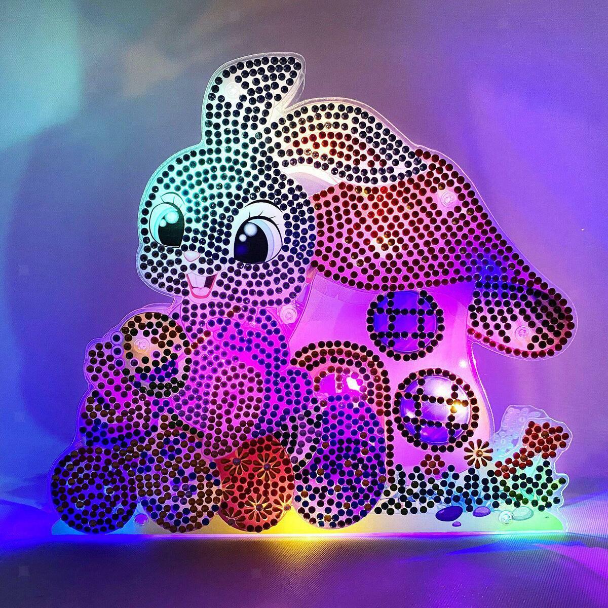 2Pcs 5D DIY  Easter  with LED Lights Diamond Drawing