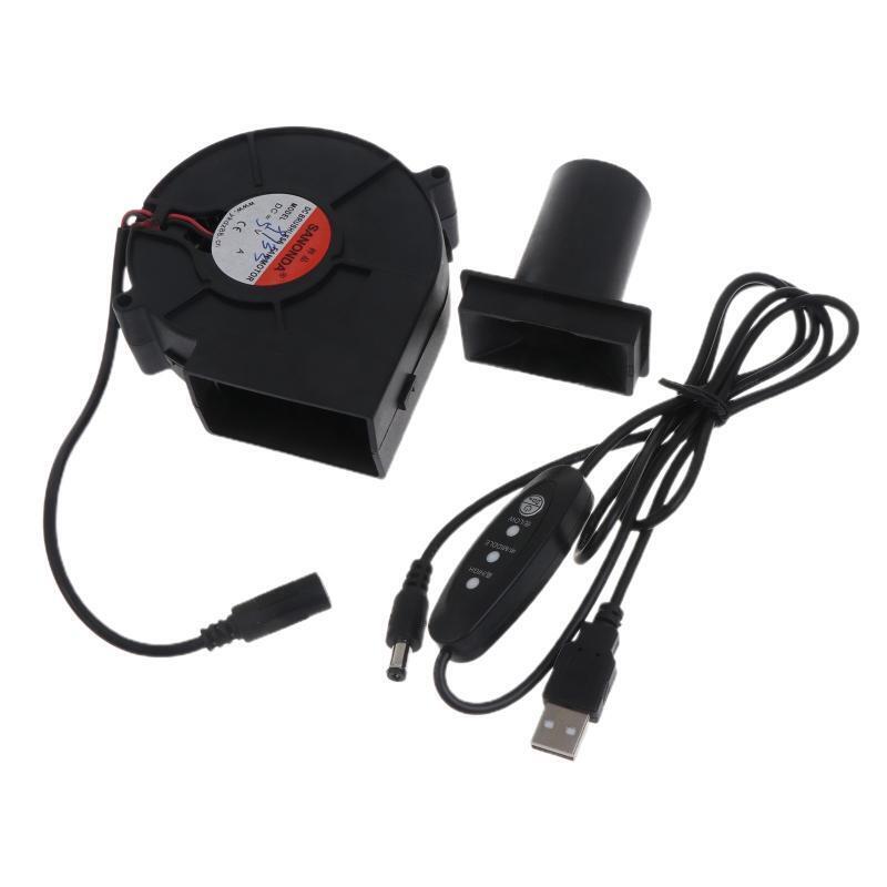 USB 5V BBQ Air Blower with Switch 3 Speed Cooling Fan for Cooking Camping Picnic