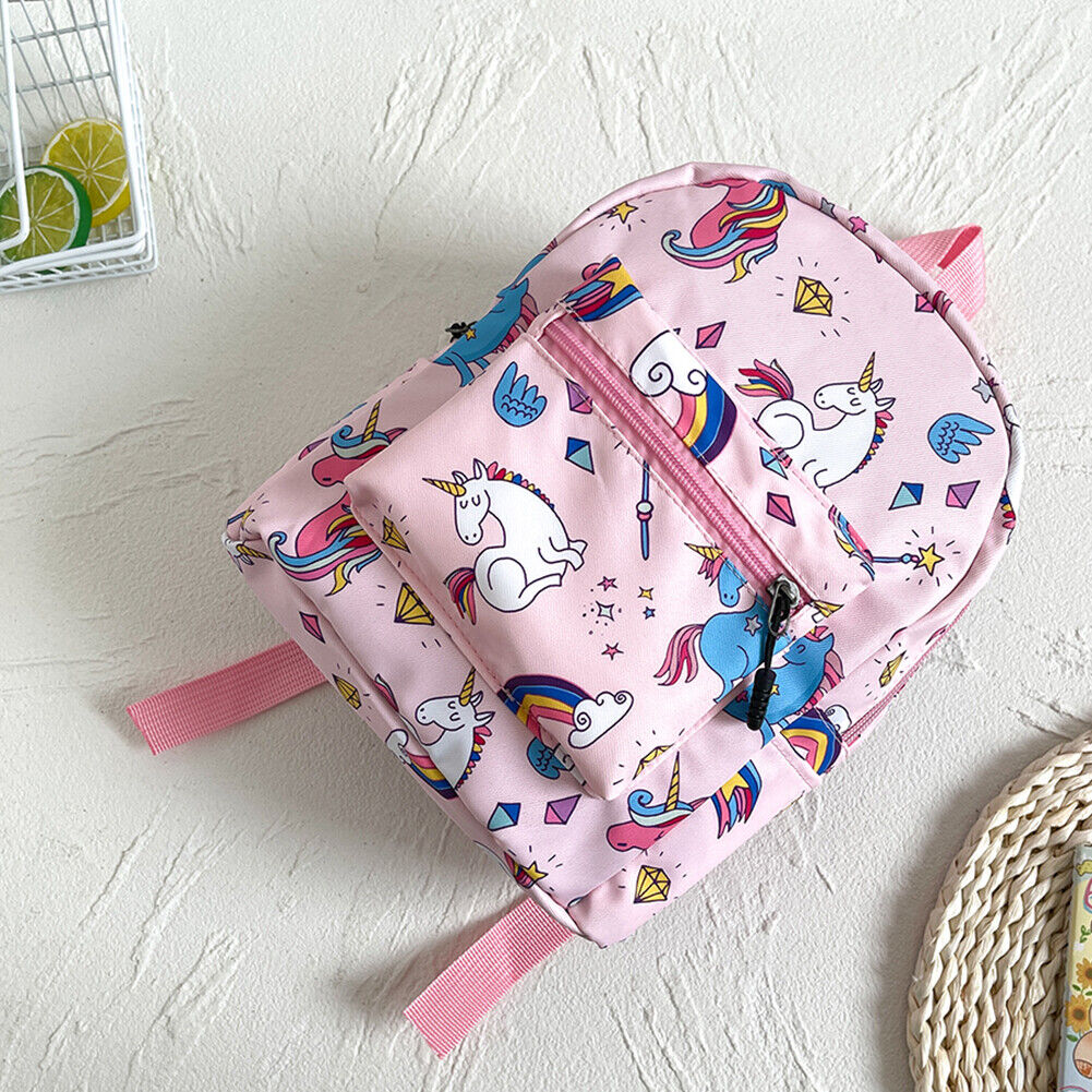 Fashion Girls Canvas Cartoon Print Backpack Casual Small Handbags (Pink)