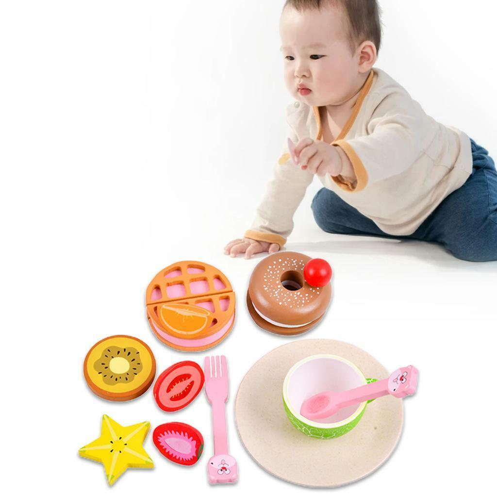 12Pcs Wooden Pretend  Set for   Toddlers Birthday Gifts