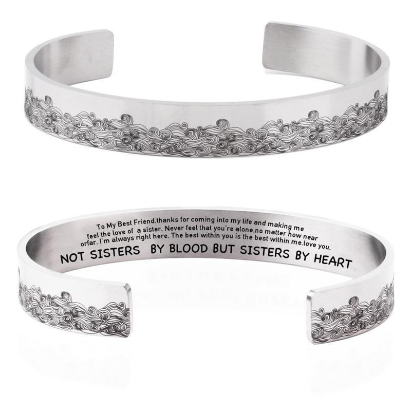 Lettering Surf Bracelet from Sister Bracelets  Stainless Steel Polished