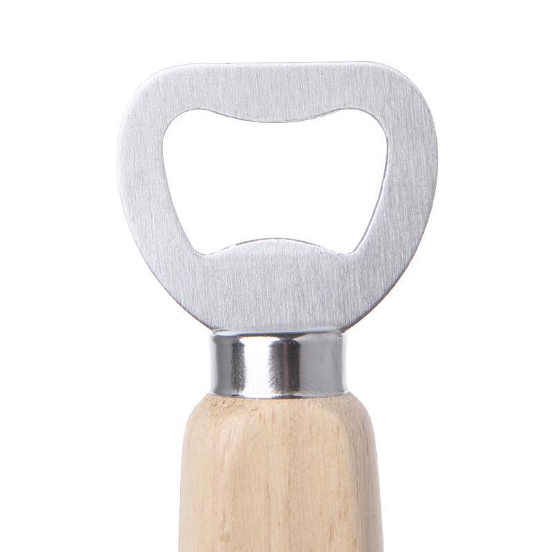 Wood Handle Handheld Bartender Bottle Opener For Opening Beer Cider Soft Drinks