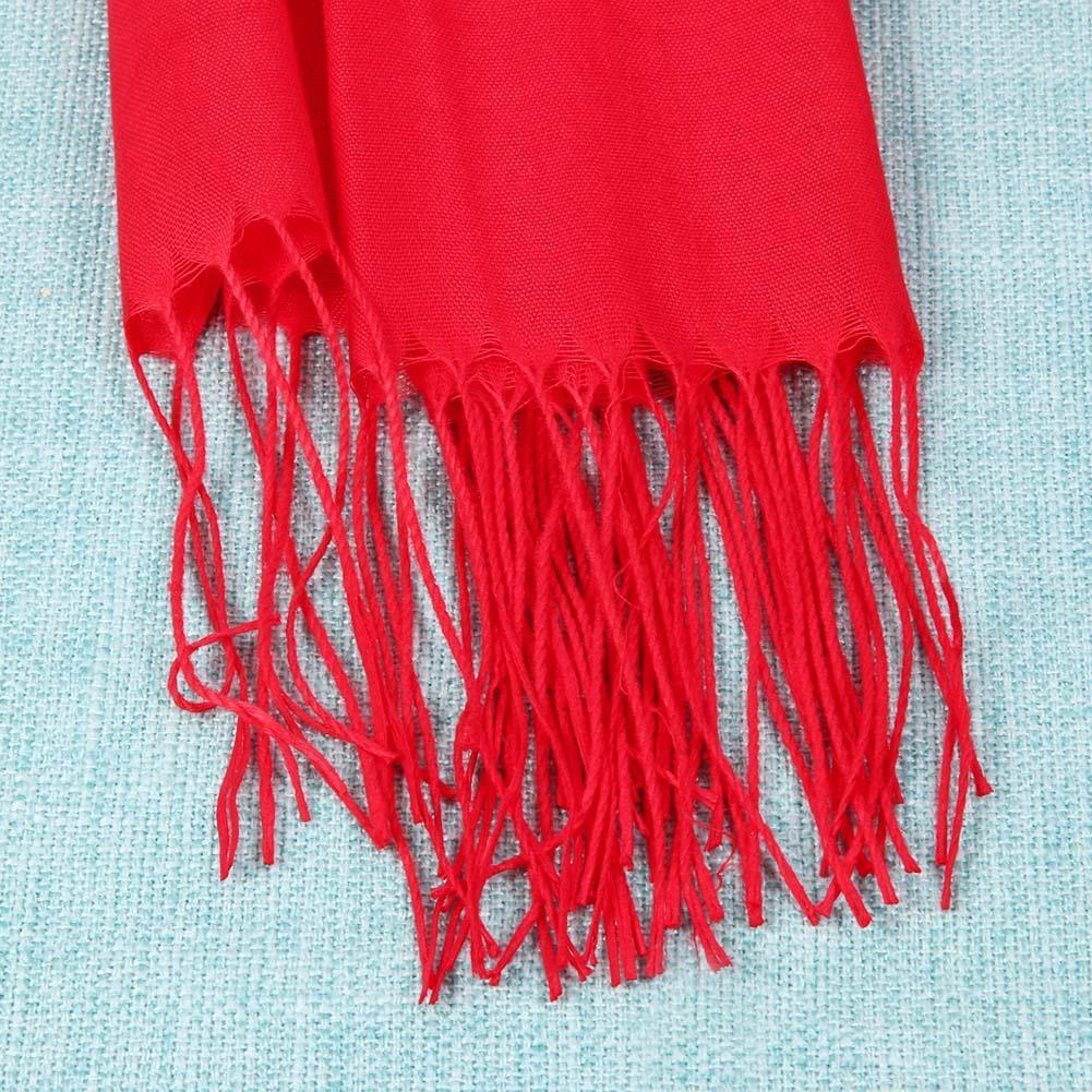 Fashion Women Solid Color Tassel Long Scarf Winter Warm Shawl Gift (Red)-24