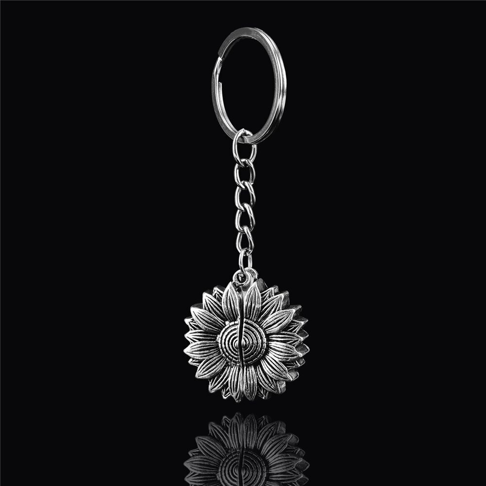 Open Locket Flower Car Keyring Sunflower Keychain Pendant You Are My Sunshine