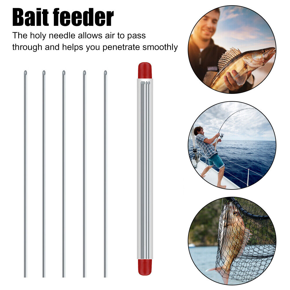 5pcs Portable Hollow Earthworm Hooking Needle Stainless Steel Upper Needles