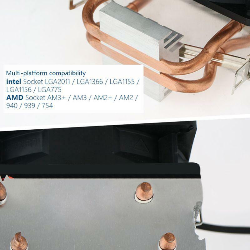 CPU Cooler Fan Dual Heatpipe Heat Sink with RGB Light for Intel LAG 1155 1156