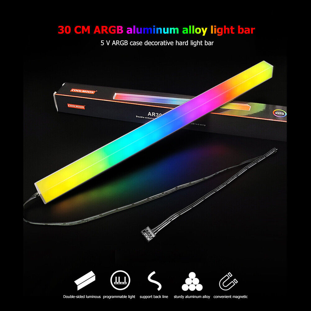 COOLMOON 30cm Light Strip Aluminum Magnet RGB LED Color Lamp (Small 4Pin)