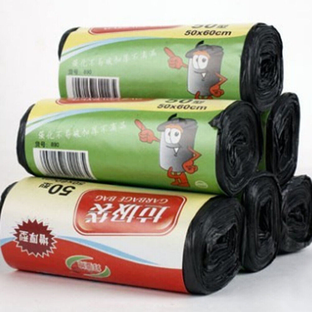 Black Portable Household Garbage Bags Home Waste Trash Bags Large Rolls
