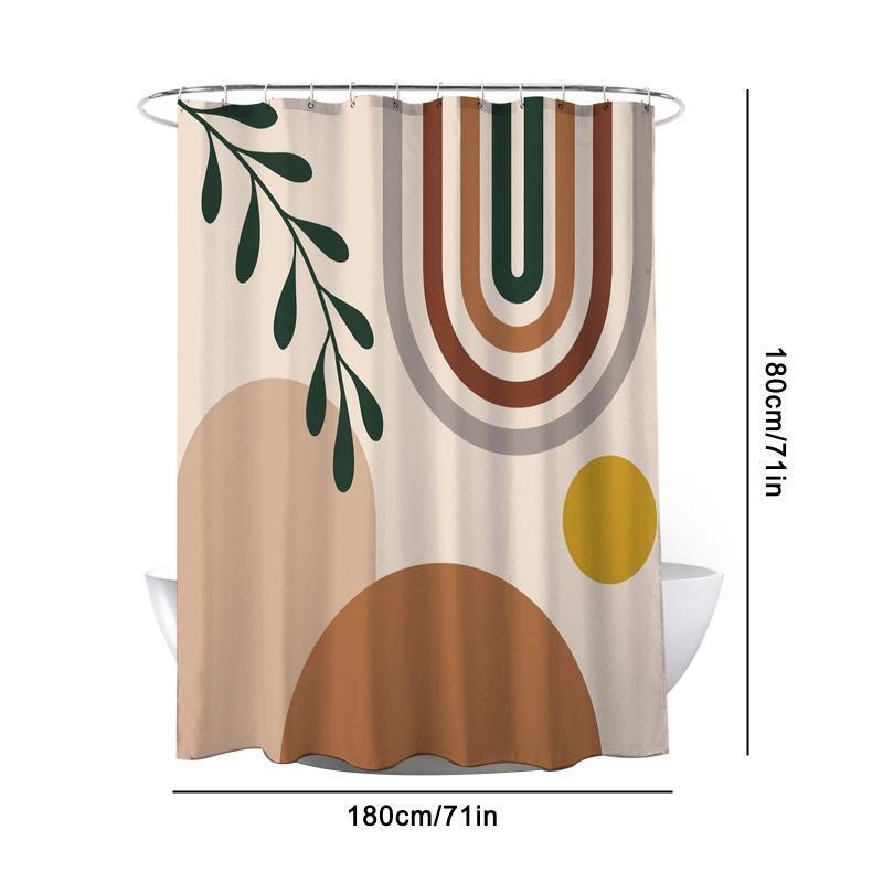 Boho Mid Century Shower Curtain Abstract Painting Pattern Polyester Bath Supply