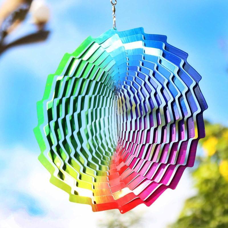 Stainless Steel Wind Spinner Colorful Wind Chime Hanging Ornament Pendant