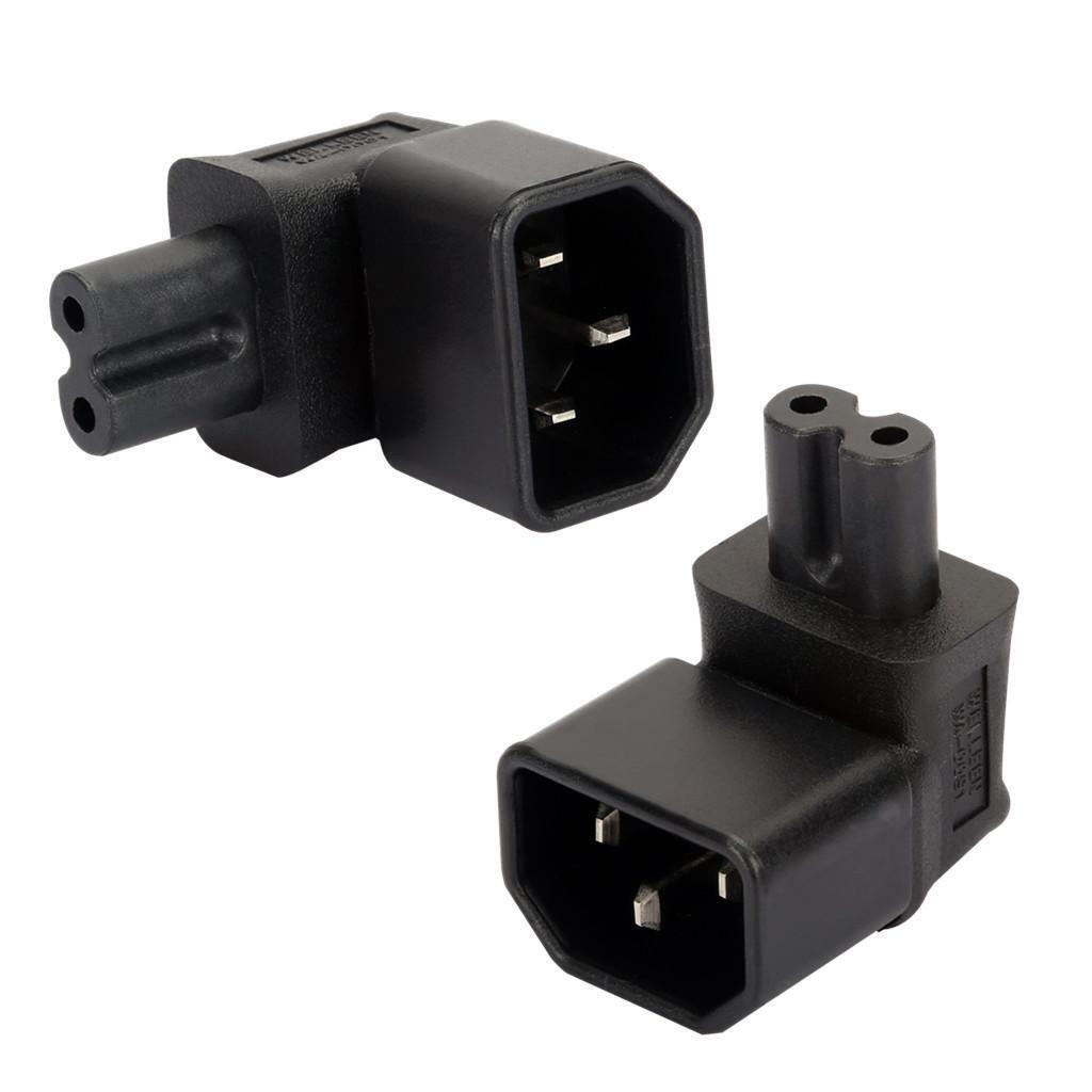 Black Color IEC 320 C14 to C7 Right Angle, C7 to C14 90 Degrees Up