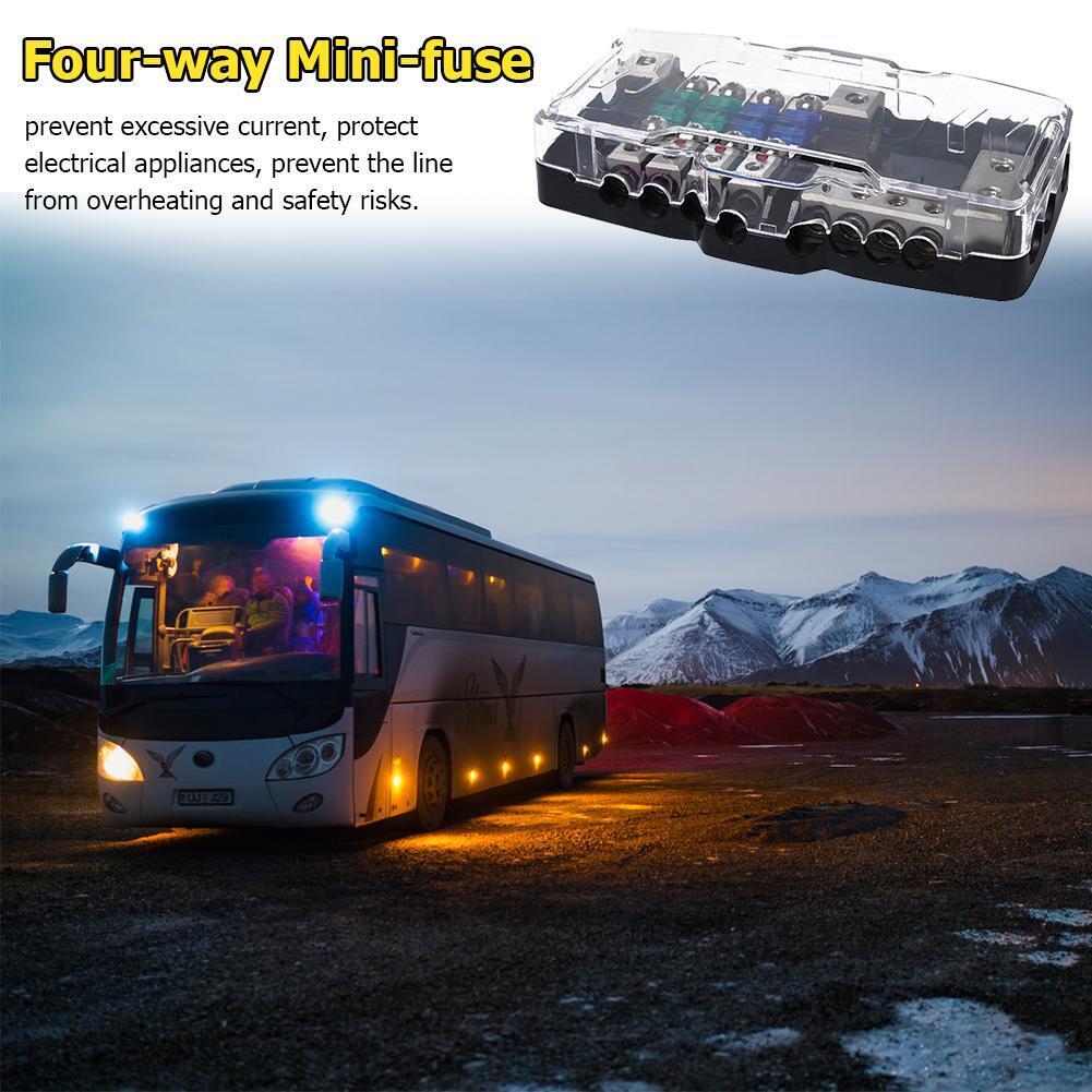 4 Way Car Mini ANL Blade Fuse Holder 2 in 4 out Power Distribution Block