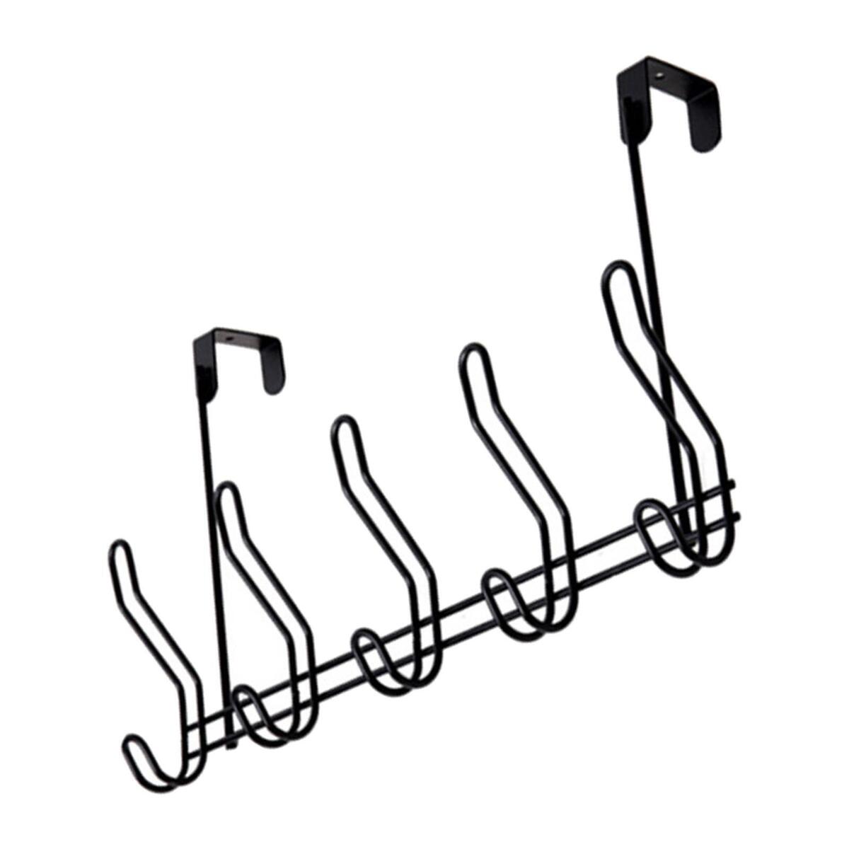 Over The Door Towel Rack 5 Hooks Behind Back of Door for Bag Clothes Robe