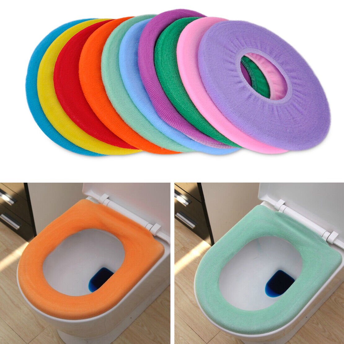 2x Washable Warm Soft O Shape Closestool Toilet Lip Seat Cover Mat Pad Cloth Li
