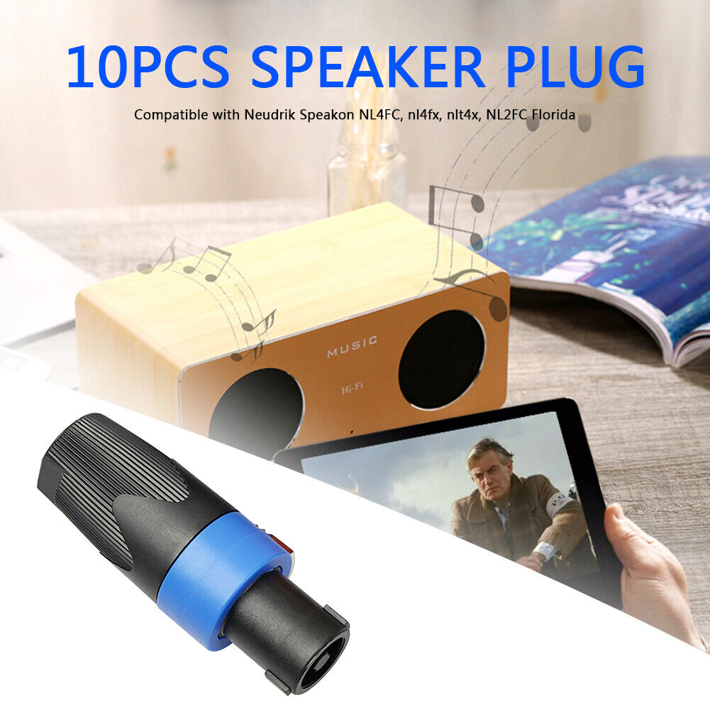 10x 4 Pole Audio Speaker Plugs Twist Lock Connectors for Neutrik NL4FC