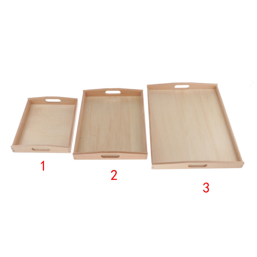 3 Pieces Practical Beech Wooden Tray Organizer  Toddlers Teaching