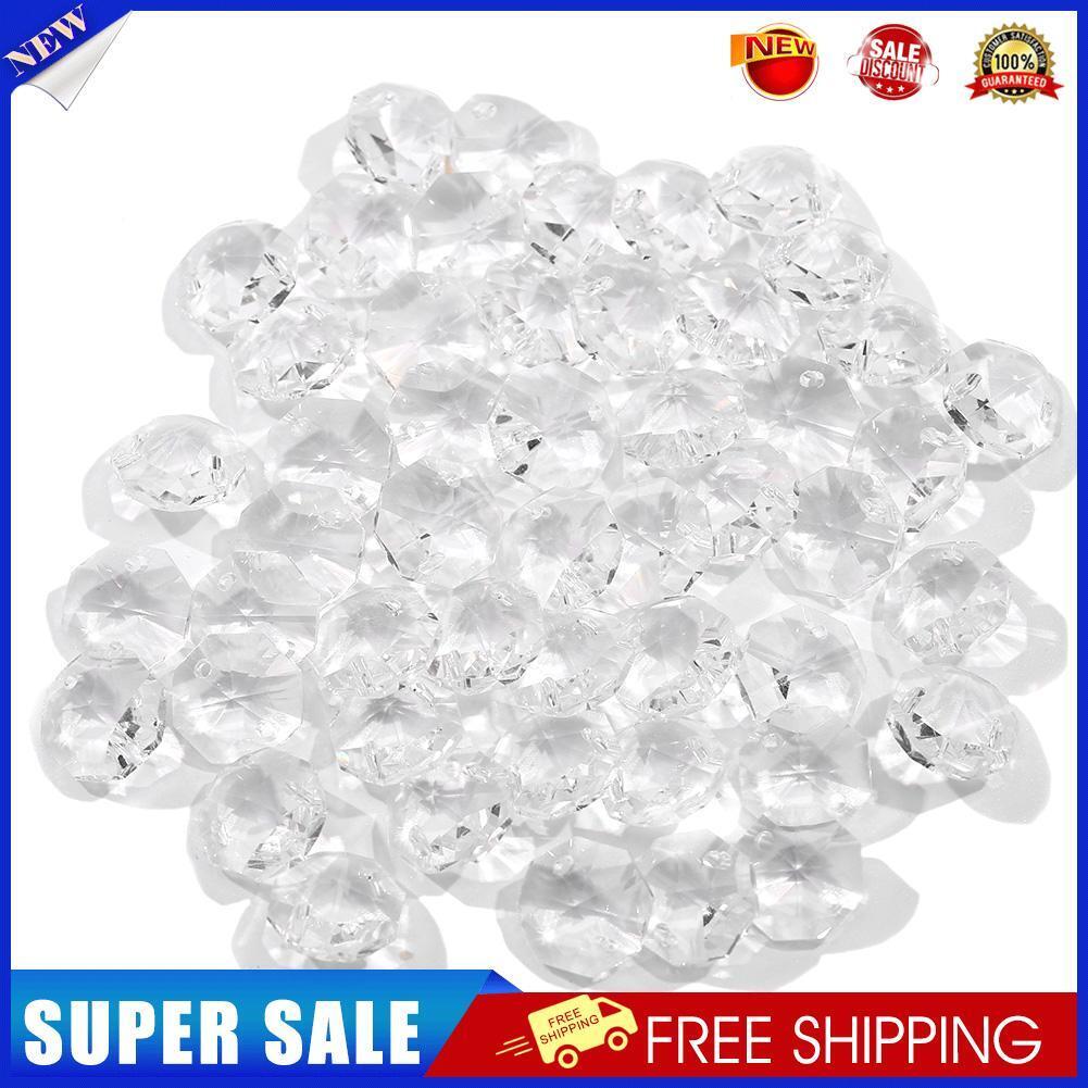 14mm Crystal Glass Diamond Octagonal Beads Home Ornaments (Transparent)