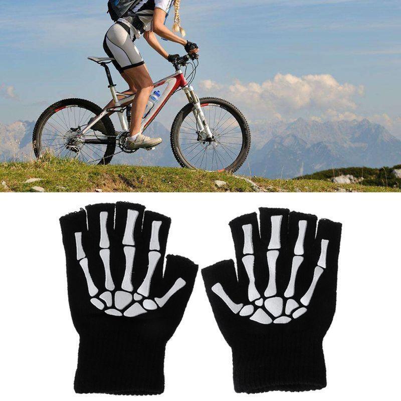 Cycling Gloves Kids Outdoor Sports Bicycle Half Finger Skeleton Soft Protective