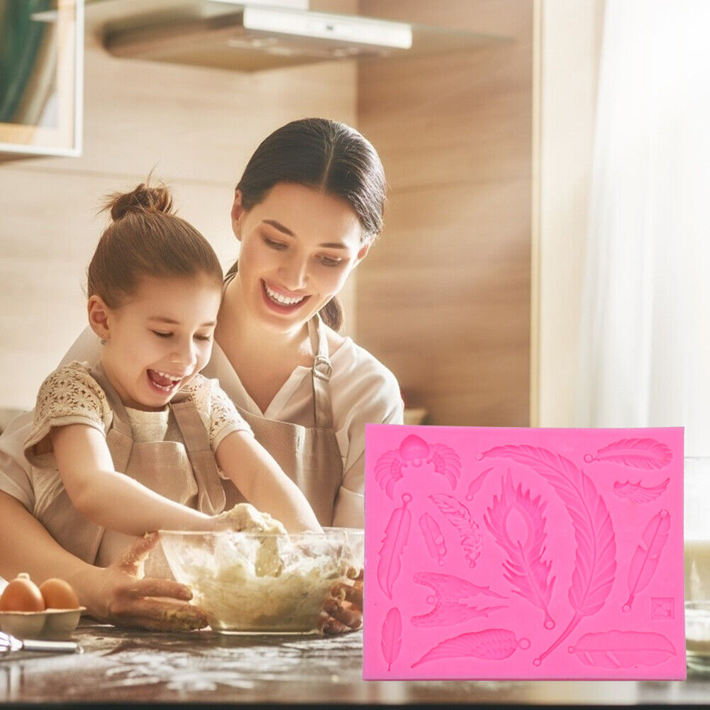 DIY Silicone Feather Wing Crystal Drop Mold Fondant Dessert Making Mould