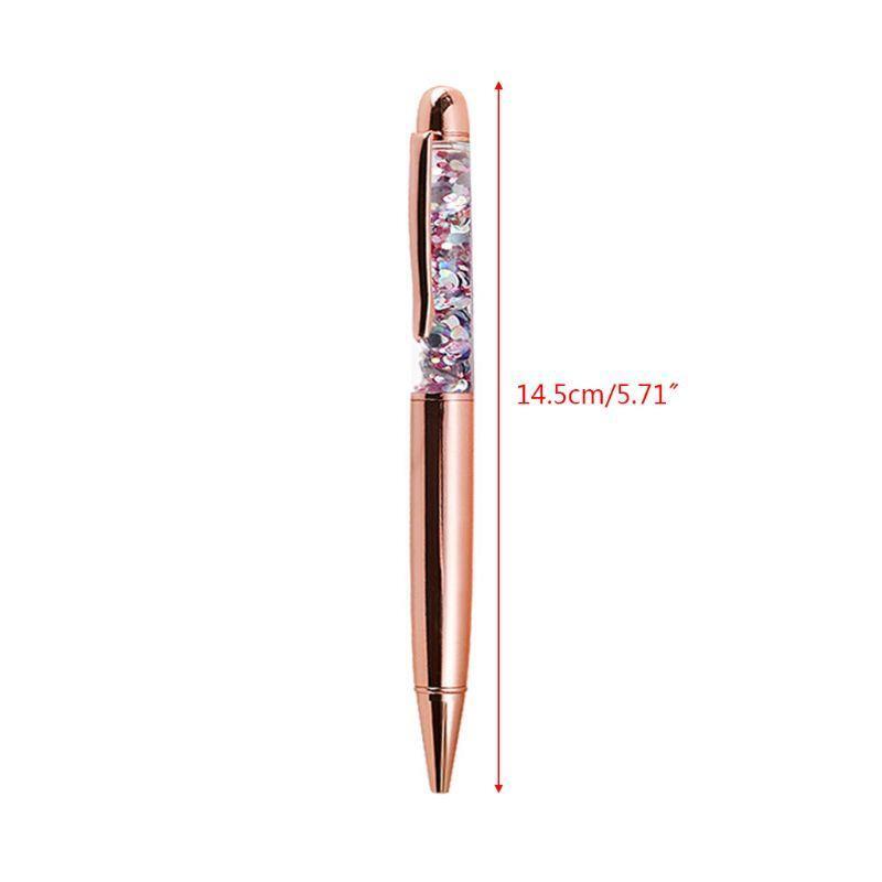 Luxury 1.0mm Metal Bling Sequin Ballpoint Pen Signature Writing Pens Black Ink