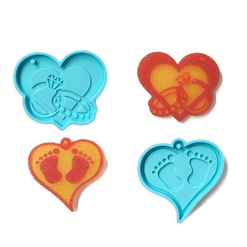 3 Pcs Love Heart Keychain Decorative Silicone Mould Love Dog Paw Footprint Mould