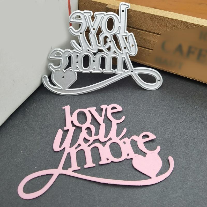 Love You Mom and Heart Metal Cutting Dies Stencil DIY Scrapbooking Card Template