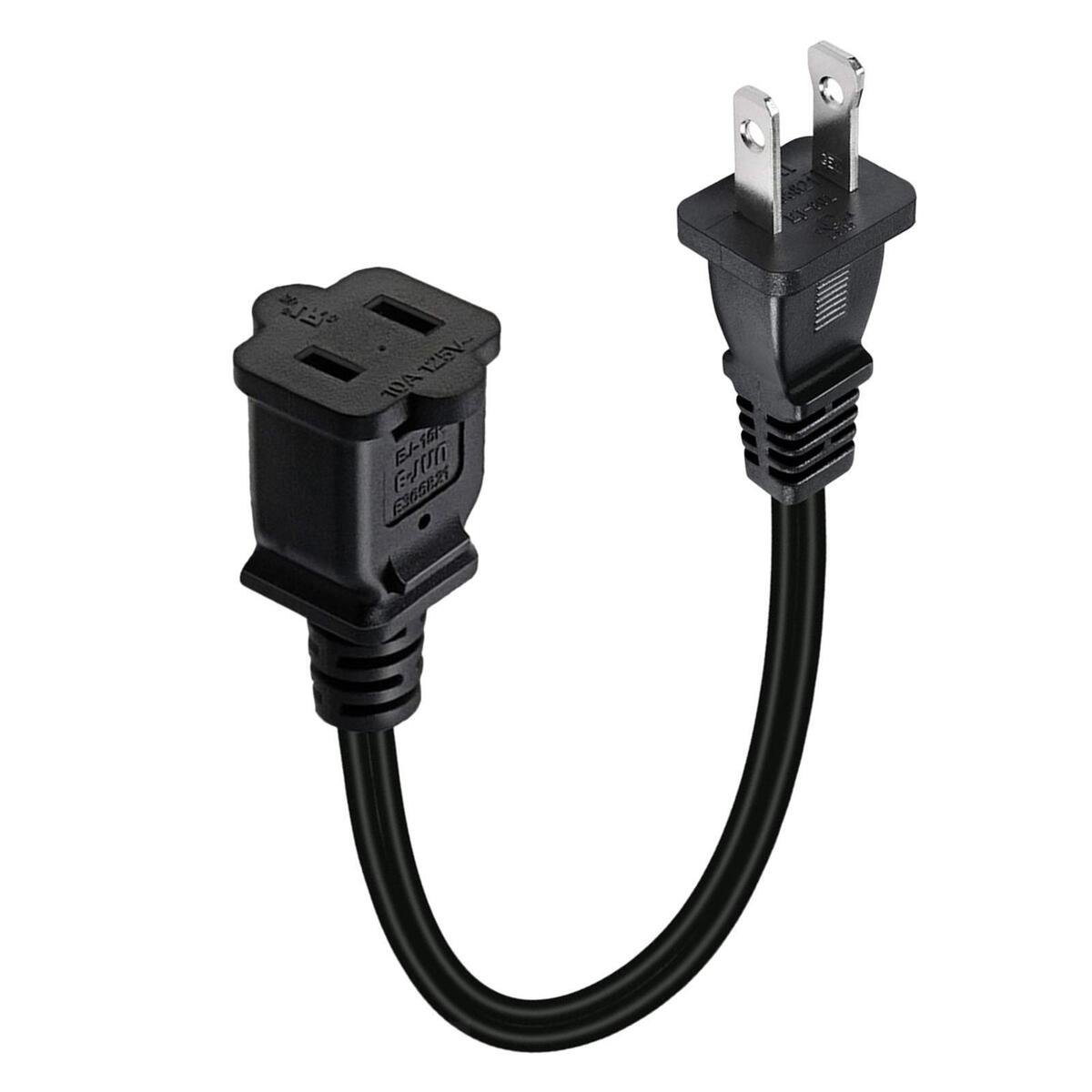 US 2 Prong Polarized Male to Female Extension Cord 2 Outlet 13A/125V 32cm