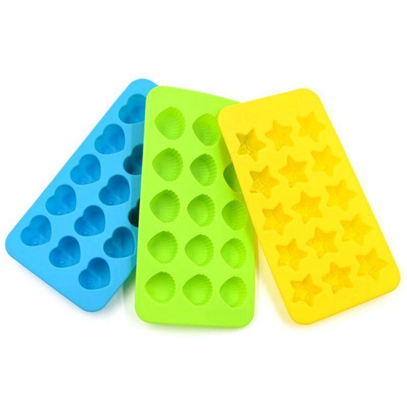 3-in-1 Chocolate Mould 15 Grid Hearts Stars Shells Shape Oven Pan Bake Cookies