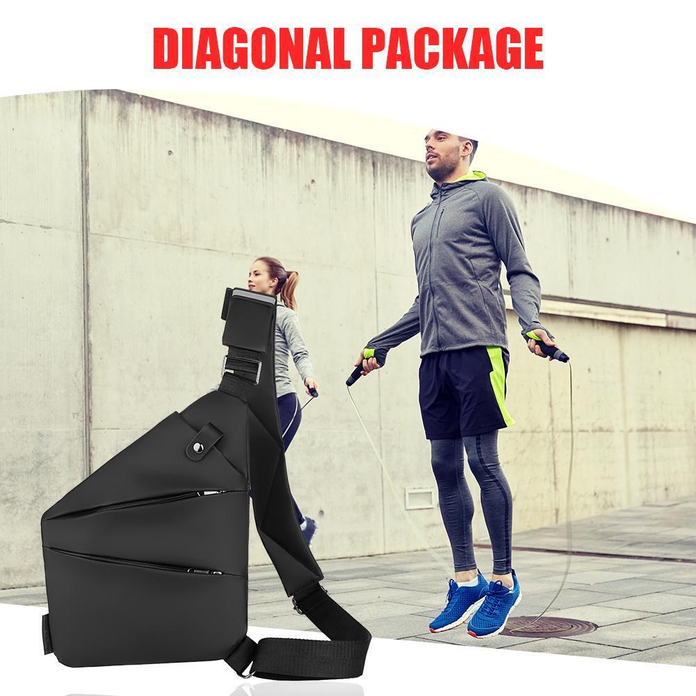 Men Linen Canvas Casual Chest Pack Sports Outdoor Crossbody Satchel Handbag