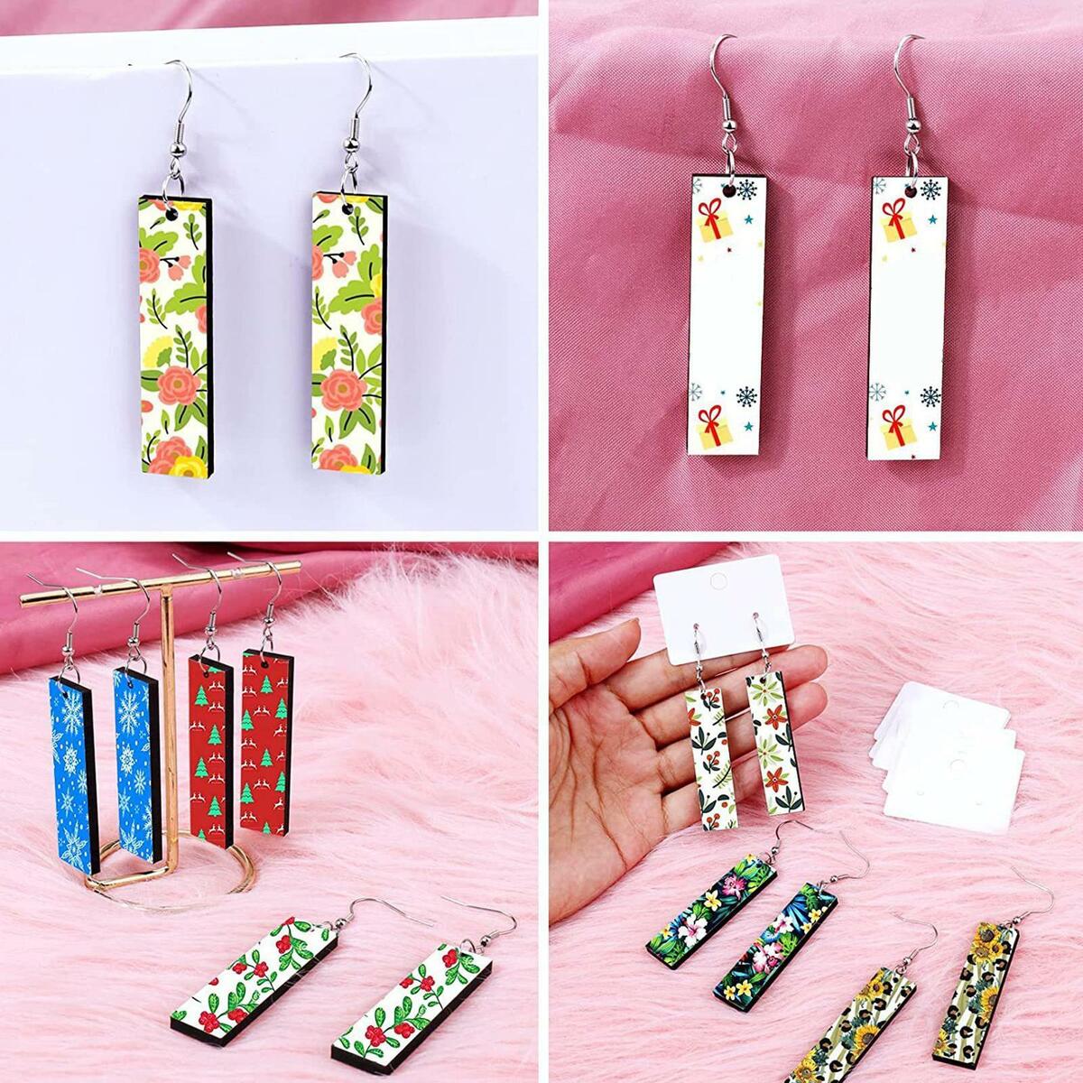 30Pcs Sublimation Earring Blanks Rectangle Unfinished MDF for DIY Crafts