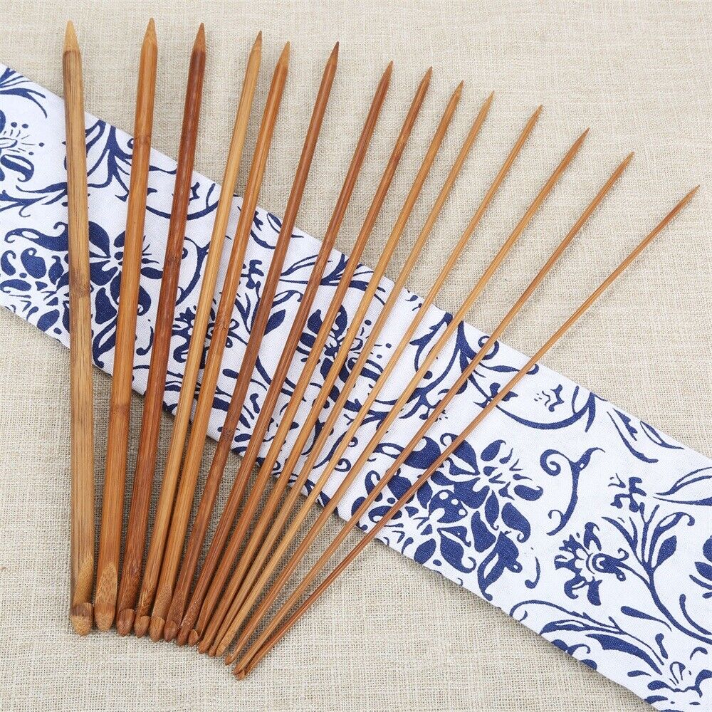 35cm Bamboo Carbonized Magic Afghan Crochet Hooks Double Tips Knitting Needles