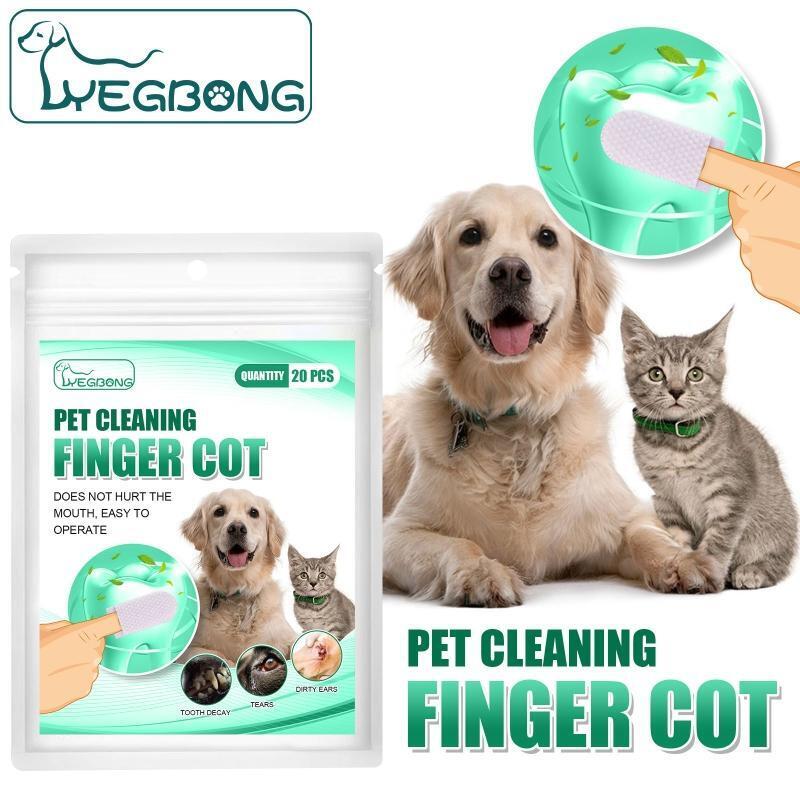 20 Pcs Dog Toothbrush Soft Pet Finger Toothbrush Non-Woven Fabric Dental Wipes