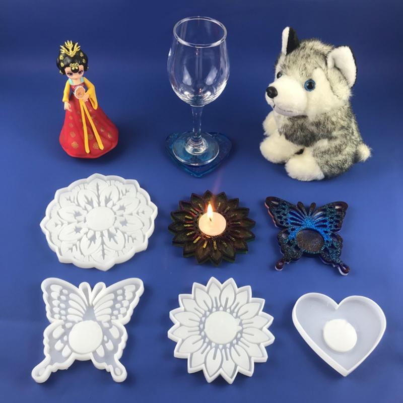 Heart-shaped Candle Holder Mold Silicone Epoxy Coaster Mold for DIY Casting