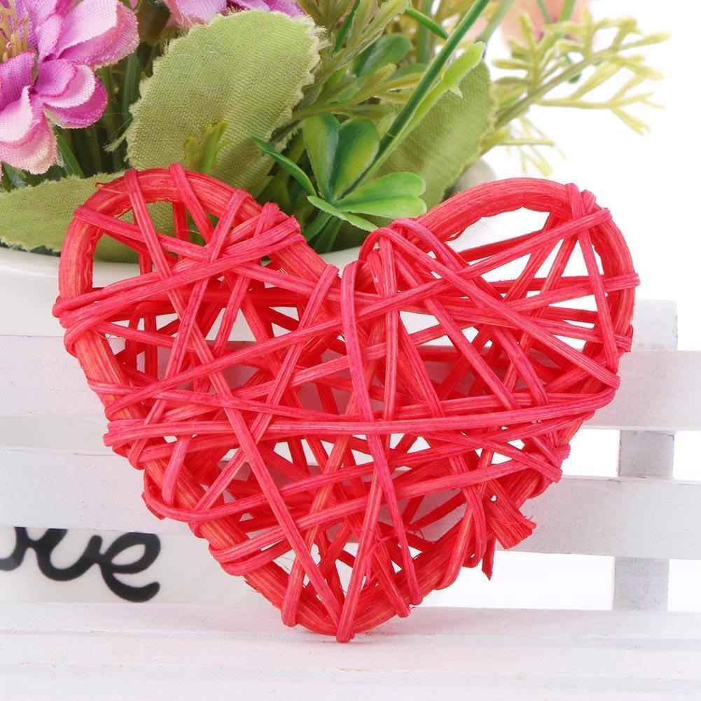 5pcs Heart Rattan Ball DIY Ornament Birthday Wedding Party Decor Gift(Red)
