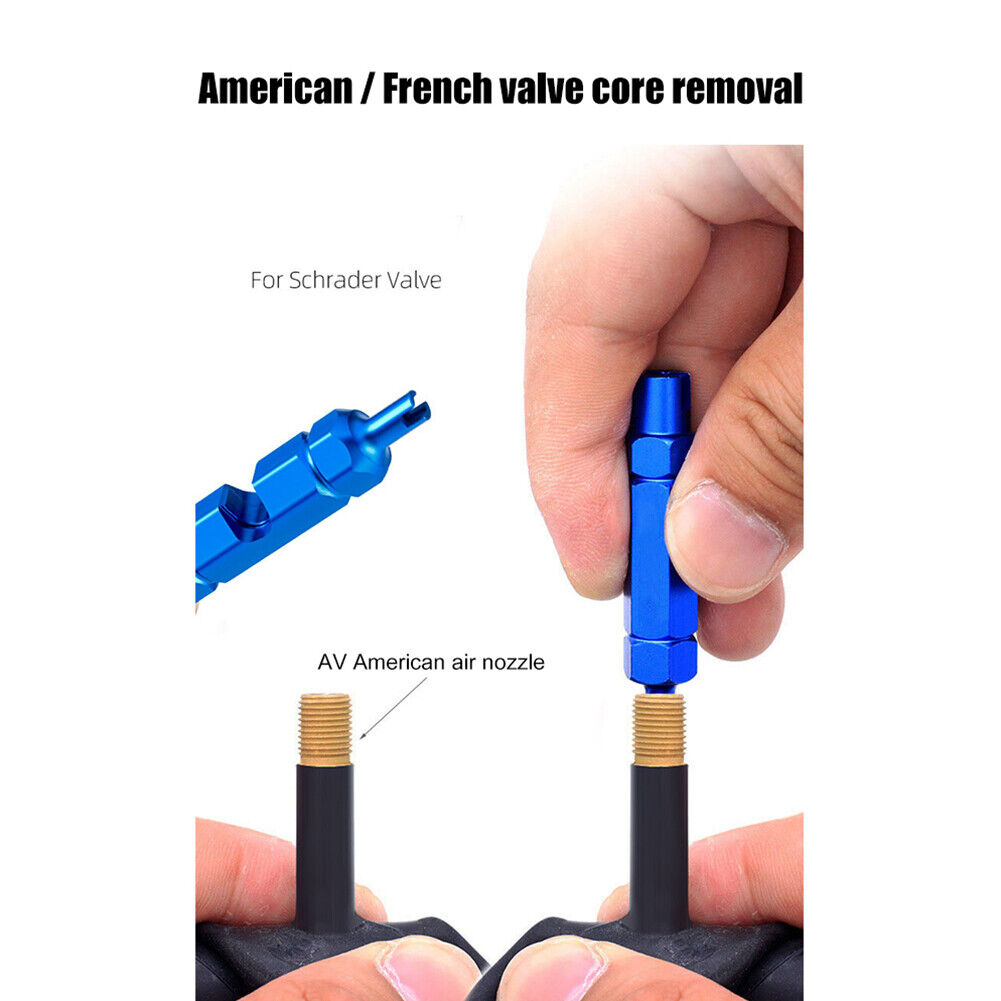 10pcs Aluminum MTB Presta Bicycle Tire Valve Core + Removal Tools (Blue)