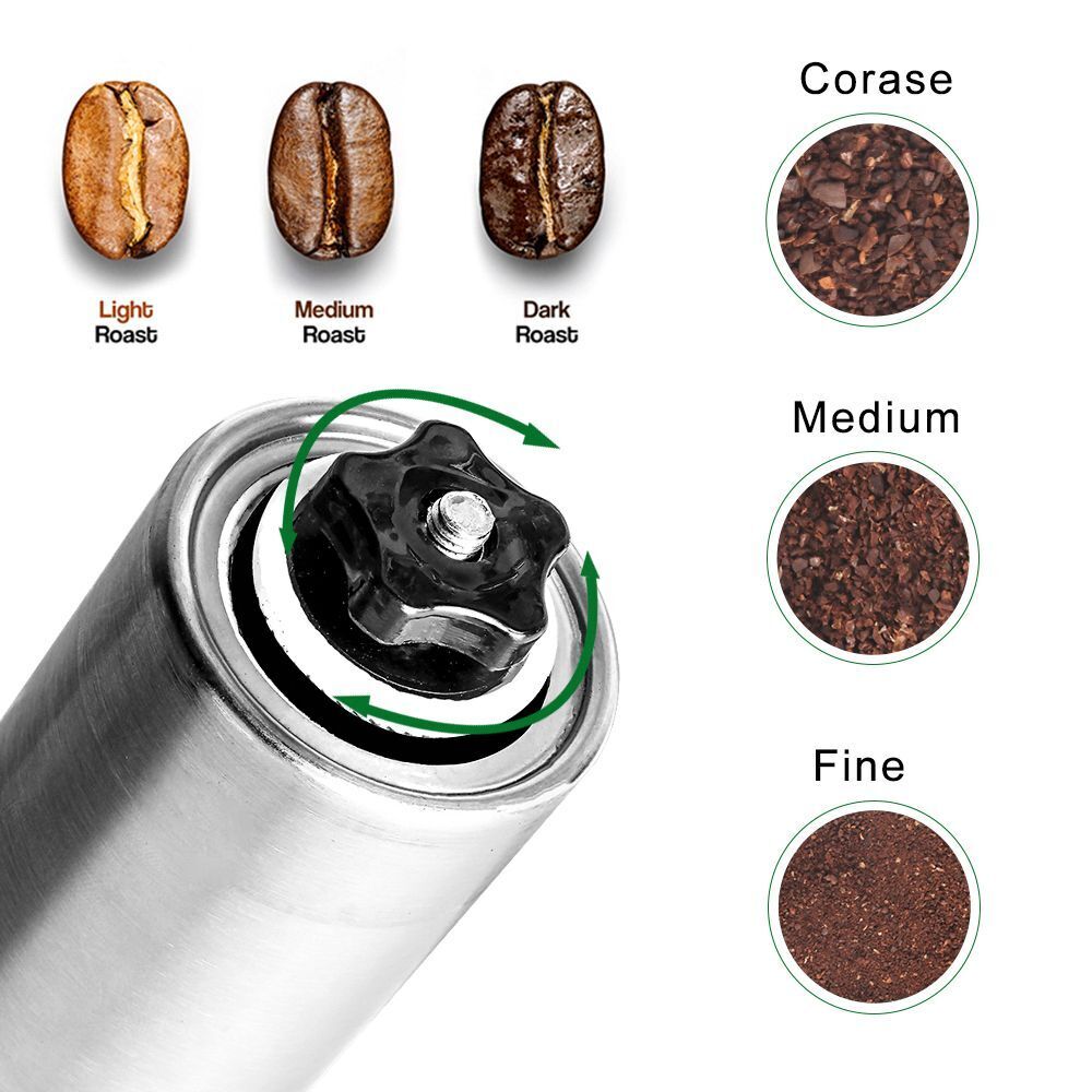 Adjustable Knob Setting Stainless Steel Manual Coffee Grinder Coffee Bean Mill