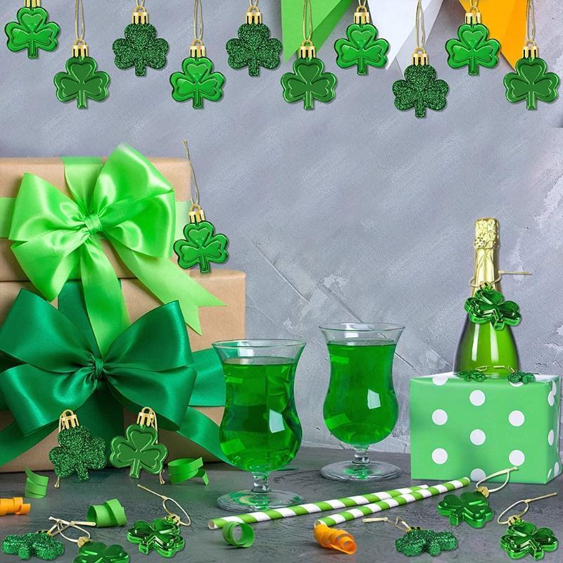 Saint Patrick's Day Ornament Lucky Clover Pendants 36 Pcs DIY Supplies