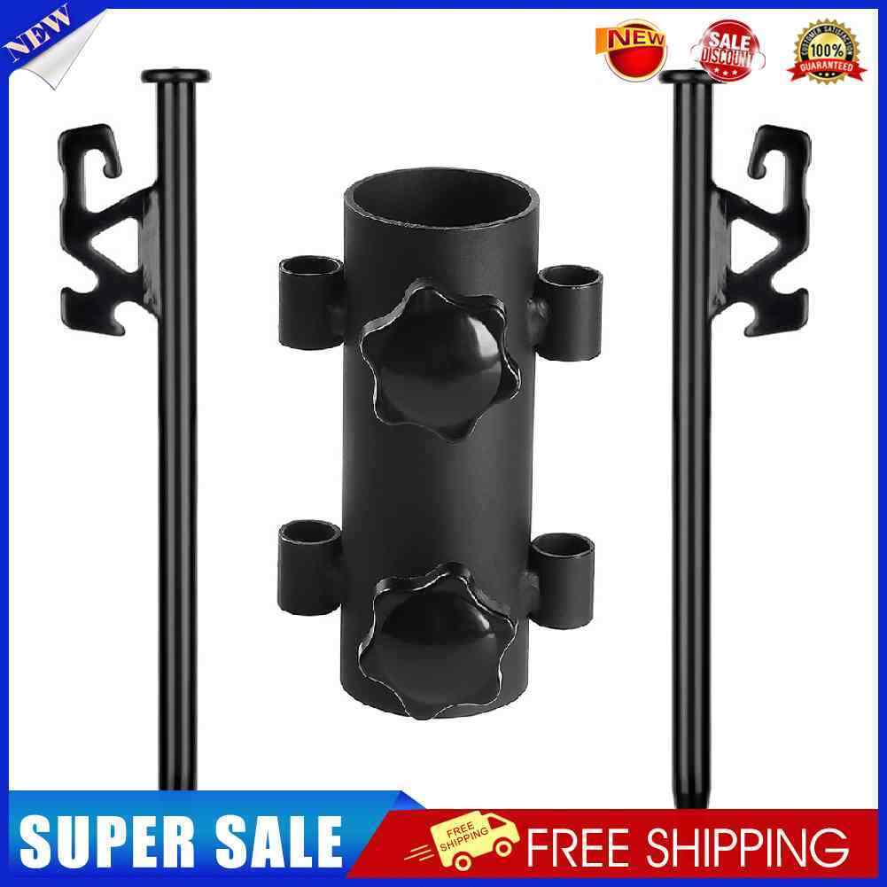 Tent Awning Rod Holder Outdoor Canopy Pole Stand with 2pcs 30cm Nails (B)