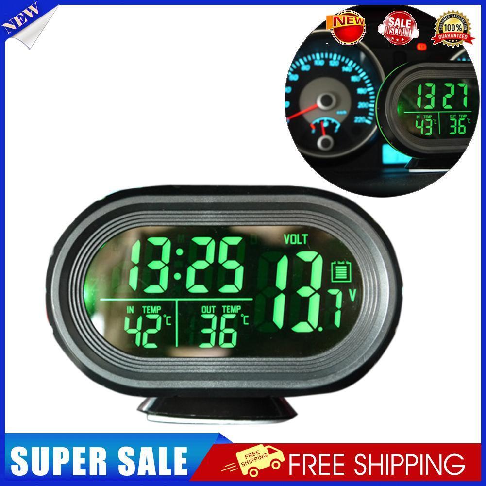 Car Voltage Digital Monitor Battery Alarm Clock LCD Temperature Thermeter