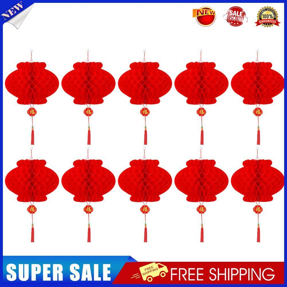 Plastic Chinese Red Paper Lantern Honeycomb New Year Decoration (A)
