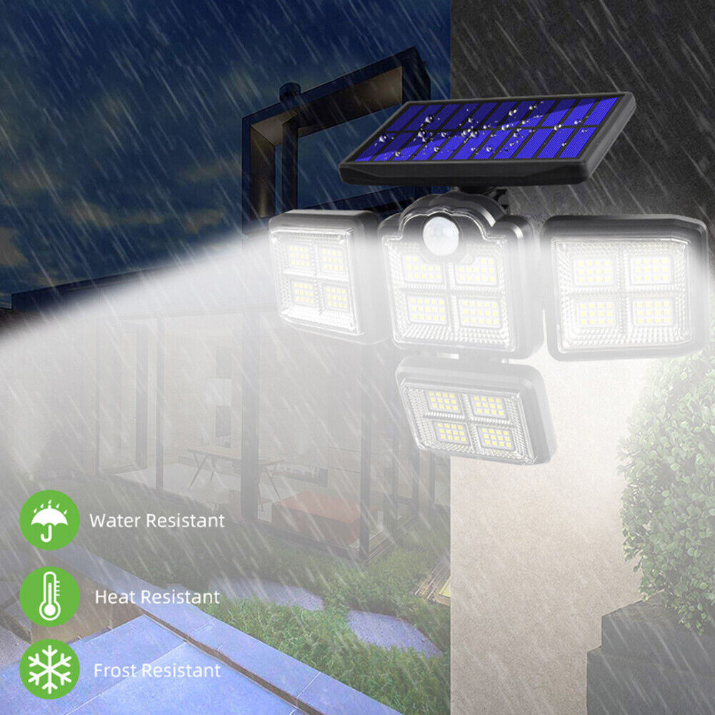 4 Heads Solar Wall Lights Waterproof Motion Sensor Lamp for Garden (198LED)