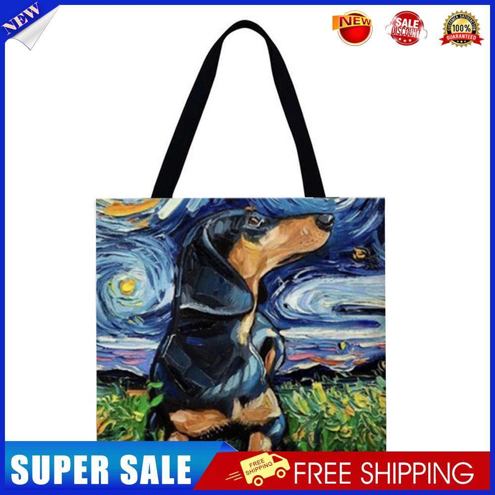 Starry Sky Dog Printed Shoulder Shopping Bag Casual Large Tote Handbag