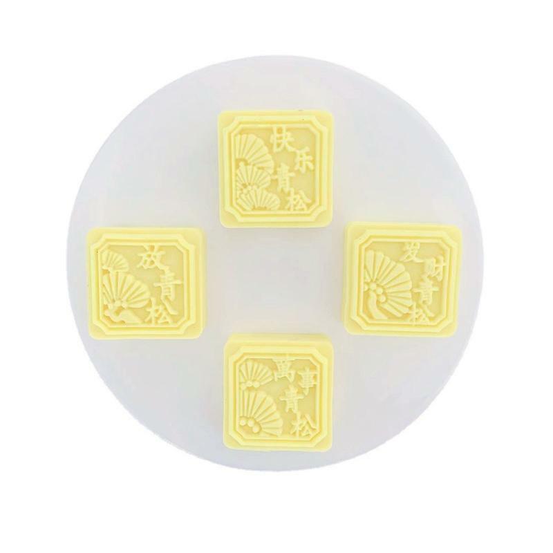 30g Moon Cake Molds Set for Mid-Autumn DIY Pastry 4x Square Green Pine Pattern